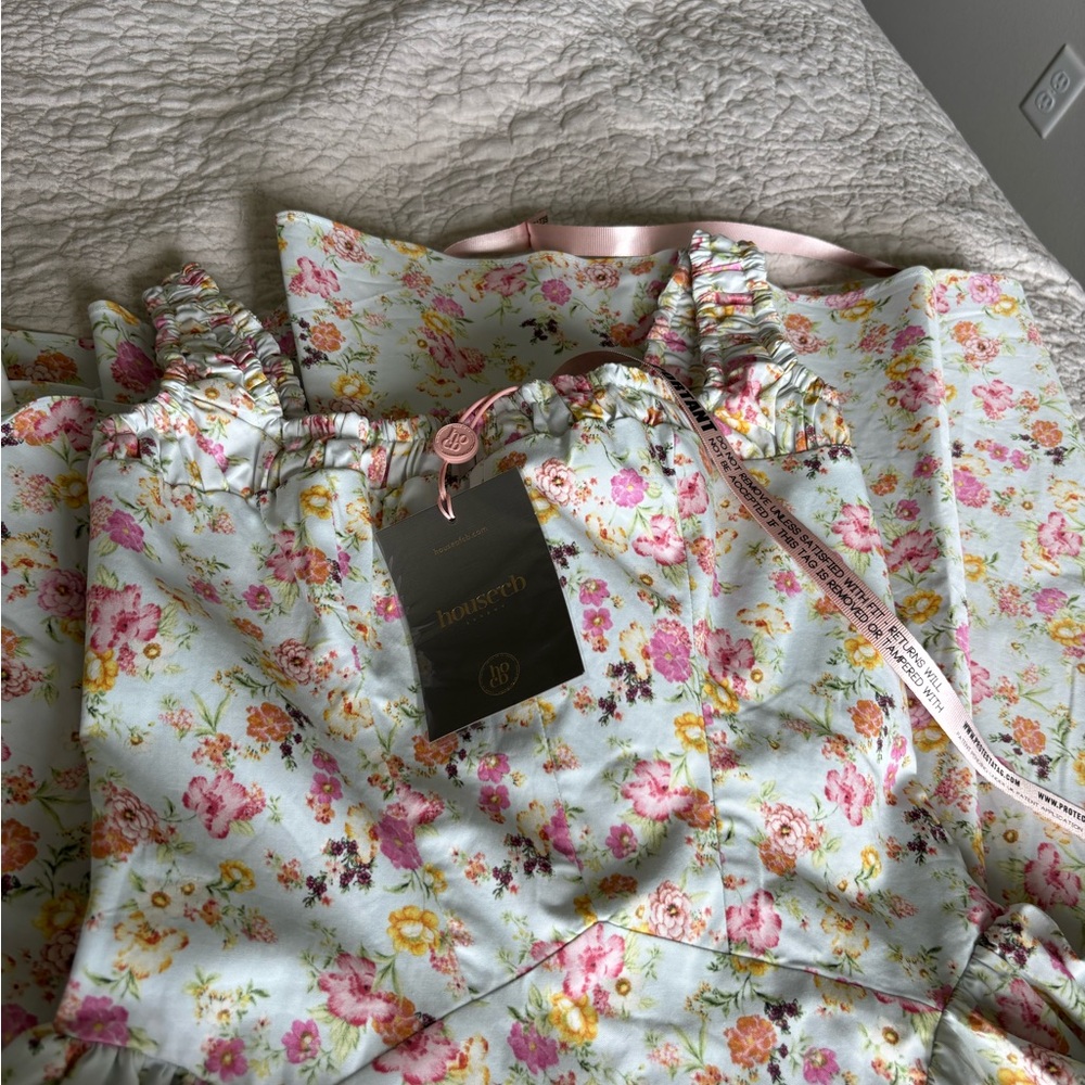 House of CB White Floral Midi Dress with Pink and Yellow Blooms - Picture 3 of 3